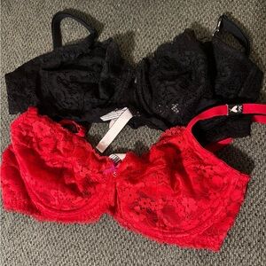 Victoria's Secret Black and Red Lace Bras